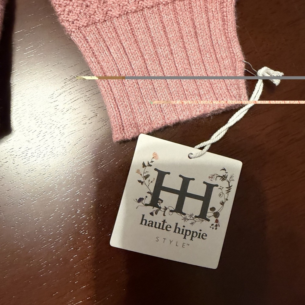 Haute Hippie Style Pink Tight-Knit Crew Neck Pullover Sweater XS Women - Picture 6 of 11